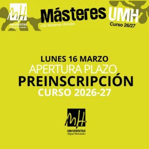 ABIERTO PERIODO PREINSCRIPCIÓN MÁSTER UNIVERSITARIO
